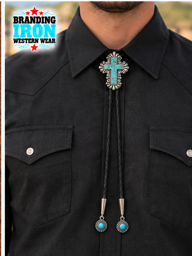 Turquoise Cross Bolo Tie | Western Jewelry