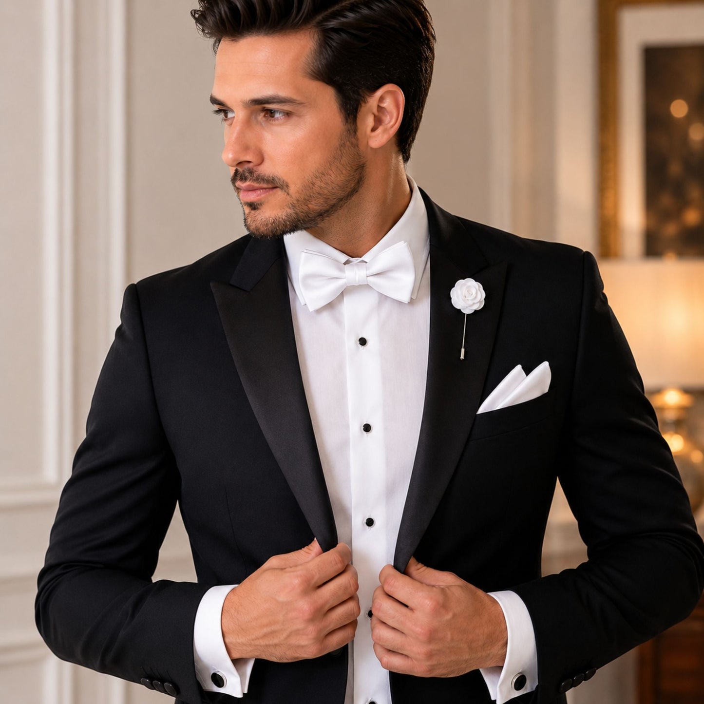 Insta Slim® 5 Piece Gift Set Tie, Bow-Tie, Lapel Pin, Hanky & Cufflinks 155TGS1