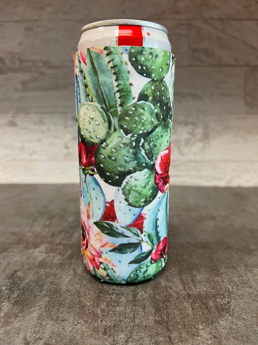 Bright Succulent Print Slim 12oz Can Koozie