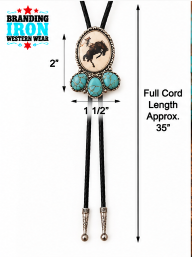 Bronc Rider Bolo Tie | Turquoise Western Bolo