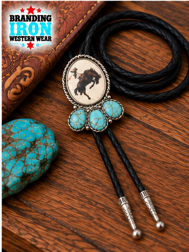 Bronc Rider Bolo Tie | Turquoise Western Bolo
