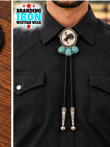 Bronc Rider Bolo Tie | Turquoise Western Bolo