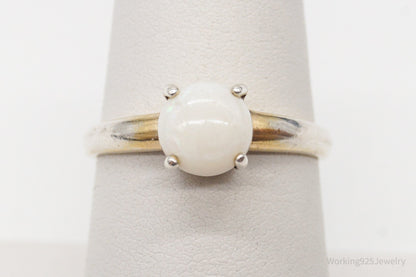 Vintage Designer DBJ White Opal Gold Vermeil Sterling Silver Ring - Size 7