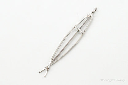 Vintage Ichthus Cross Fish Modernist Sterling Silver Necklace Pendant