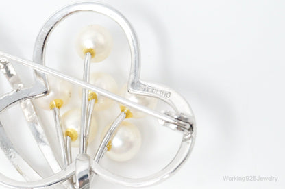 Antique Pearl Sterling Silver Brooch Pin