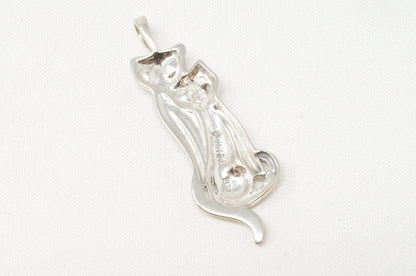 Vintage Designer KABANA Kittens Cats Sterling Silver Necklace Pendant
