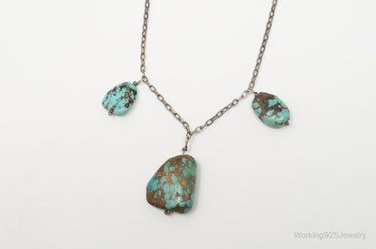 Vintage Native American Unsigned Turquoise Sterling Silver Necklace