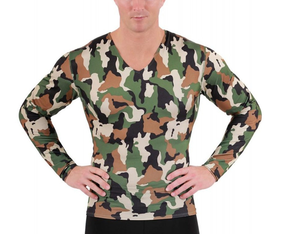 Insta Slim Big and Tall Camo Activewear Long Sleeve V-Neck 3VLST01BT