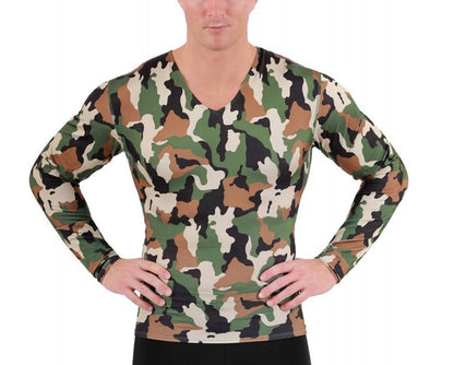 Insta Slim Big and Tall Camo Activewear Long Sleeve V-Neck 3VLST01BT