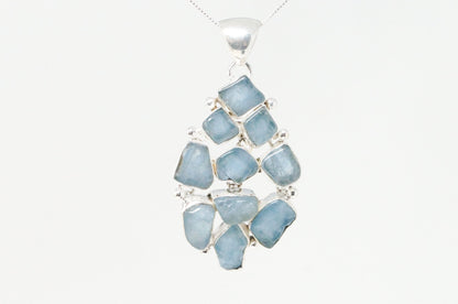 Vintage Blue Gemstone Cluster Southwestern Style Sterling Silver Pendant