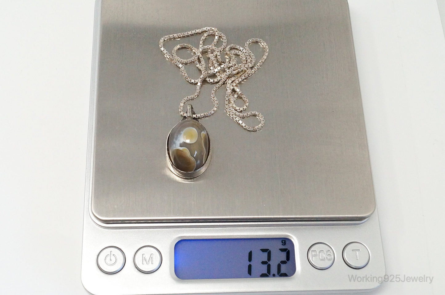 Vintage Agate Sterling Silver Necklace