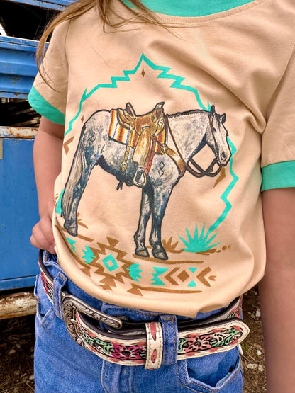 The Mini Turquoise Trail Ringer Tee