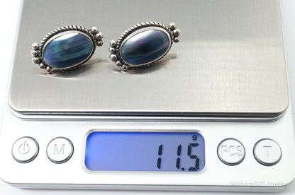 Vintage Navajo Native American QT Quoc Blue Sterling Silver Earrings