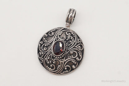 Large Designer BA Suarti Garnet Sterling Silver Pendant