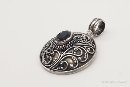 Large Designer BA Suarti Garnet Sterling Silver Pendant