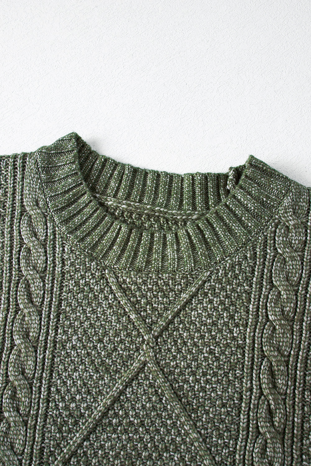 Cable Knit Sweater Dress - Green