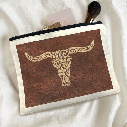 Tooled Longhorn Set of 5 bags Cosmetic Bag Made in America