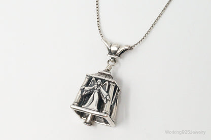 Four Sided Angel Bell Sterling Silver Necklace