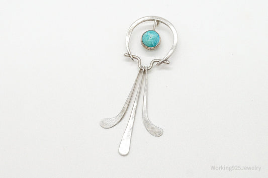 Vintage Modernist Amazonite Sterling Silver Pendant