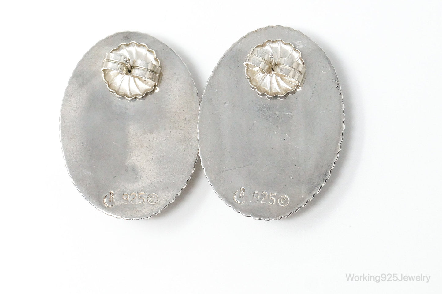 Large Western Designer Carolyn Pollack Relios Turquoise Sterling Silver Earrings