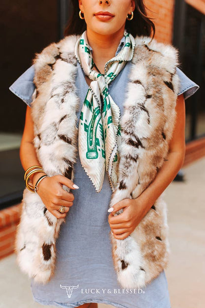 Brown Cream Fur Sleeveless Statement Vest