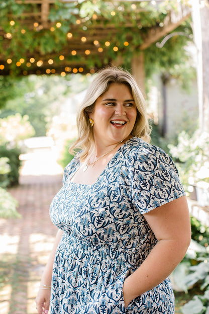 The Allison Dress in Navy Trellis - Final Sale