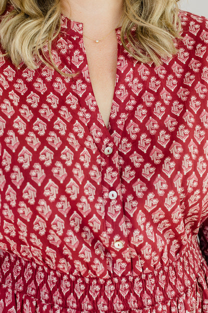 The Francesca Midi Dress in Spiced Merlot