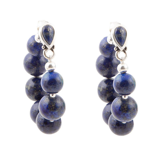 Carly Blue Lapis Complete Loop Sterling Silver Post Earrings