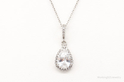 Vintage Designer HDS Large Cubic Zirconia Sterling Silver Necklace