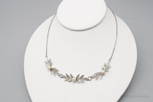 Vintage 1940s Designer Van Dell Pearl Sterling Silver Necklace