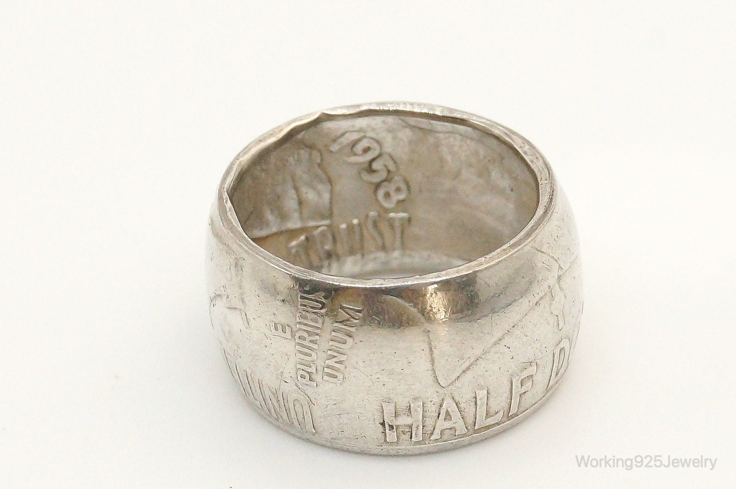 Vintage 1958 Half Dollar Silver Ring - Size 5