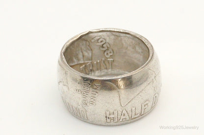 Vintage 1958 Half Dollar Silver Ring - Size 5