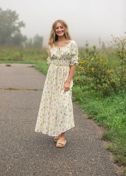 Celine Puff Sleeve Floral Maxi Dress