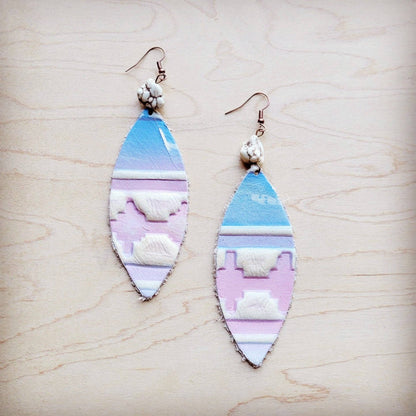 Leather Oval Earrings in Pastel