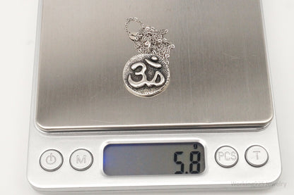 Vintage Om Symbol Sterling Silver Necklace
