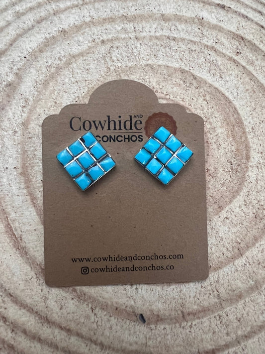 Charles Malani Zuni Turquoise & Sterling Silver Petite Earrings