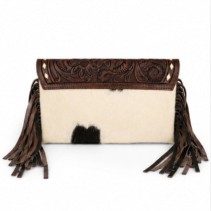 Whiskey Rose Clutch | Hair-On Hide Western Fringe Bag