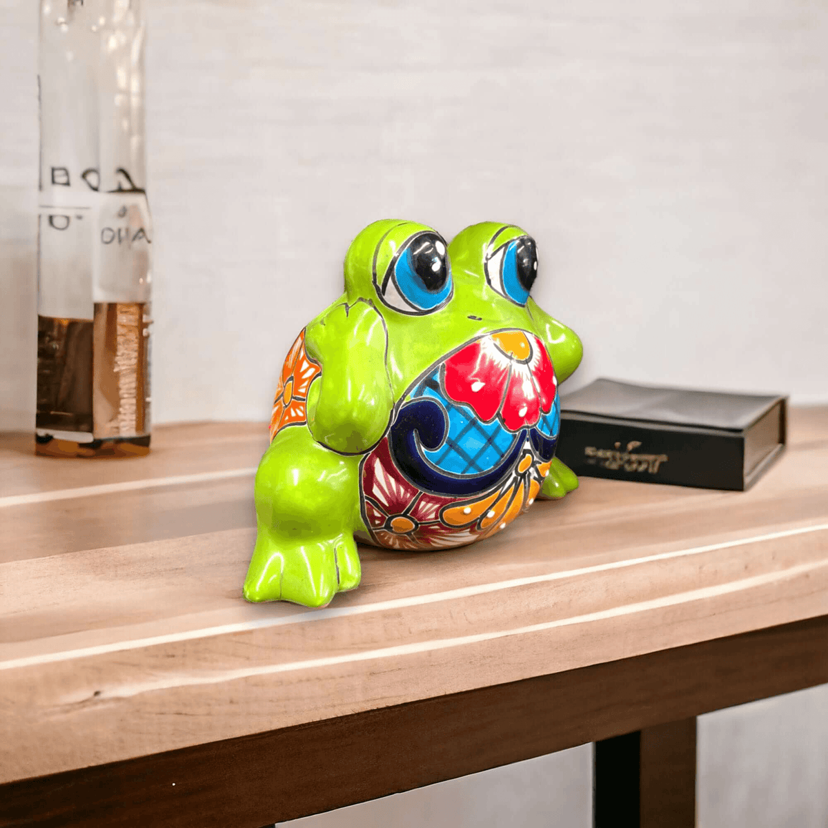 Colorful Talavera Frog Planter | Handmade Mexican Pottery Statue