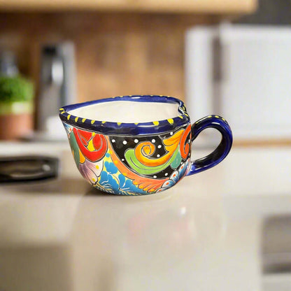 Colorful Talavera Heart Mug | Handmade Mexican Pottery Cup