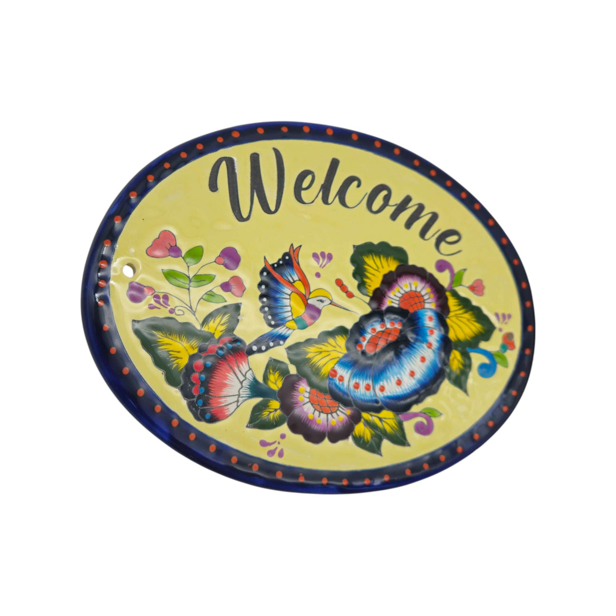 Colorful Talavera Welcome Plaque | Hand-Painted Wall Sign