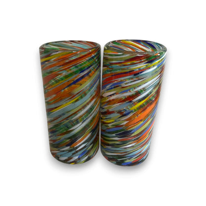Colorful Hand-Blown Tumbler | Confetti Swirl Mexican Glass