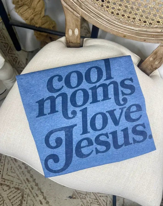 "Cool Moms Love Jesus" Western Faith Graphic Tee — Gildan Softstyle Vintage Comfort