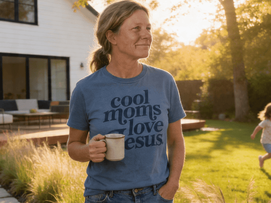 "Cool Moms Love Jesus" Western Faith Graphic Tee — Gildan Softstyle Vintage Comfort