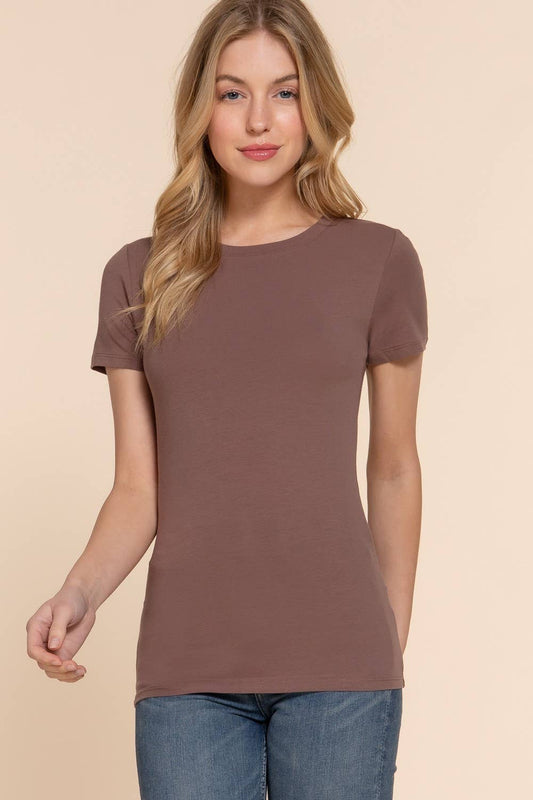 Active Basic Cotton Spandex Jersey Crew Neck Western Tee — Short Sleeve Wardrobe Essential