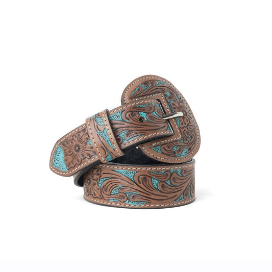 Bronco Sky Tooled Leather Western Belt | Branding Iron Western Wear