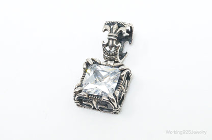 Vintage Designer Silpada "Uptown" CZ Sterling Silver Scroll Necklace Pendant