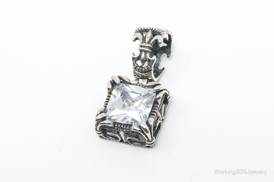Vintage Designer Silpada "Uptown" CZ Sterling Silver Scroll Necklace Pendant