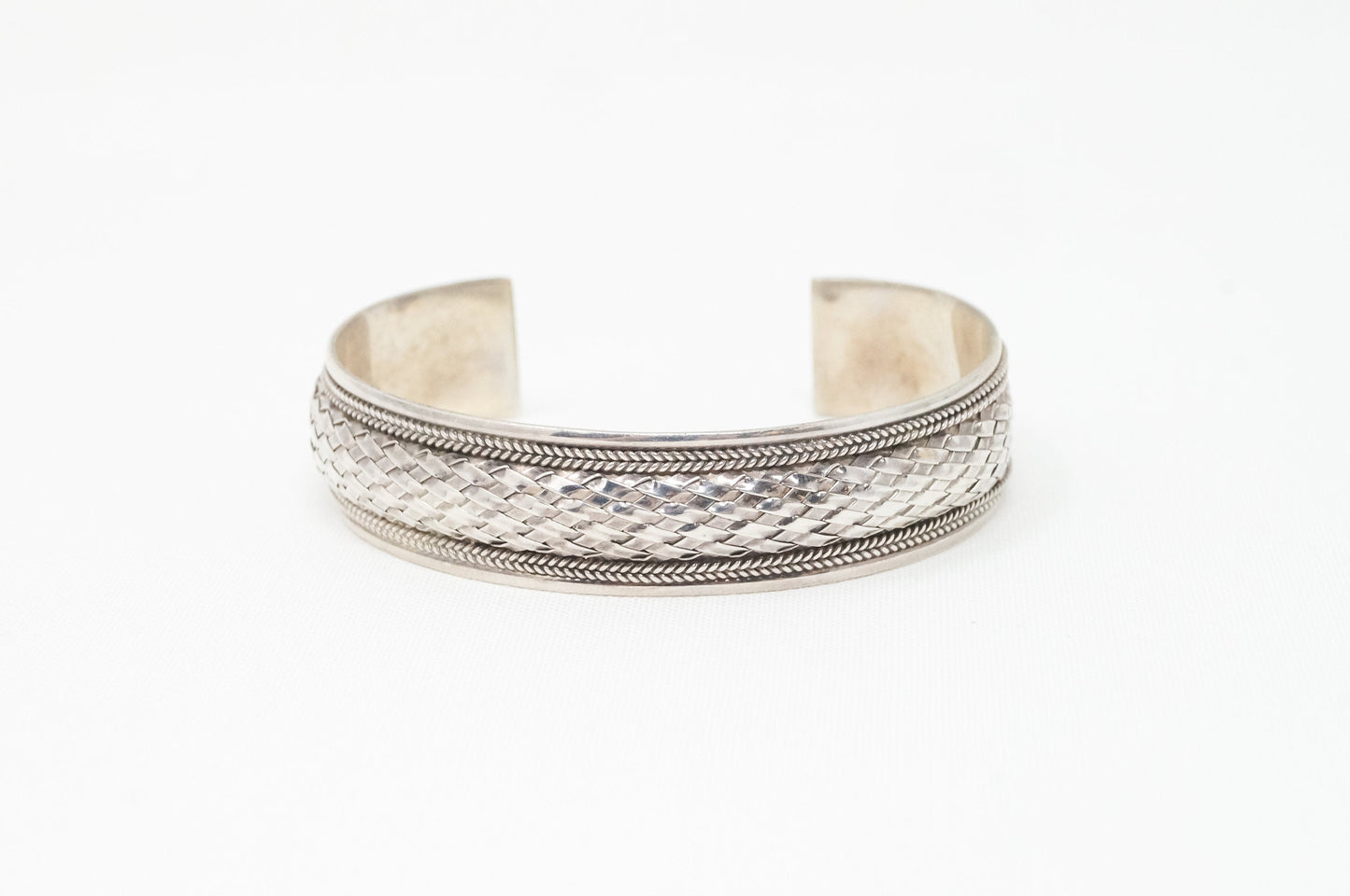 Vintage Designer FAS Basket Weave Braid Sterling Silver Southwestern Bracelet