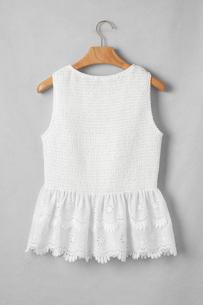 Danielle Smocked Lace Peplum Top