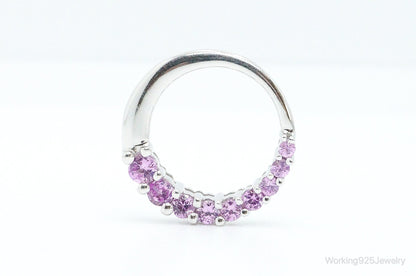 10K White Gold Pink Sapphire Sterling Silver Necklace Pendant